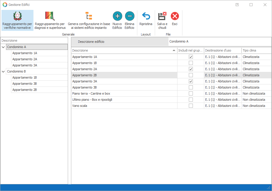 Esempio di più edifici con più unità immobiliari