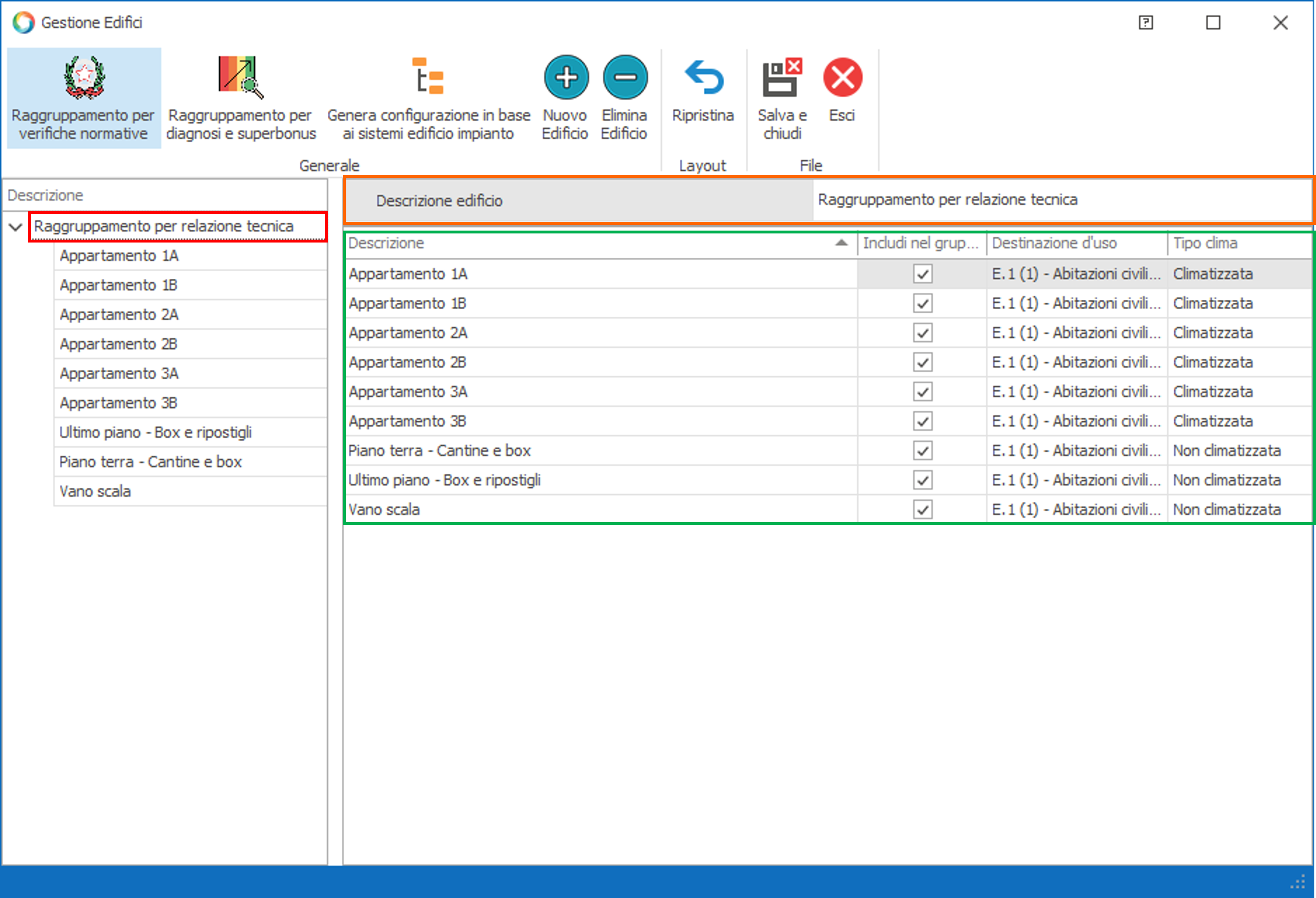Raggruppare le unità immobiliari