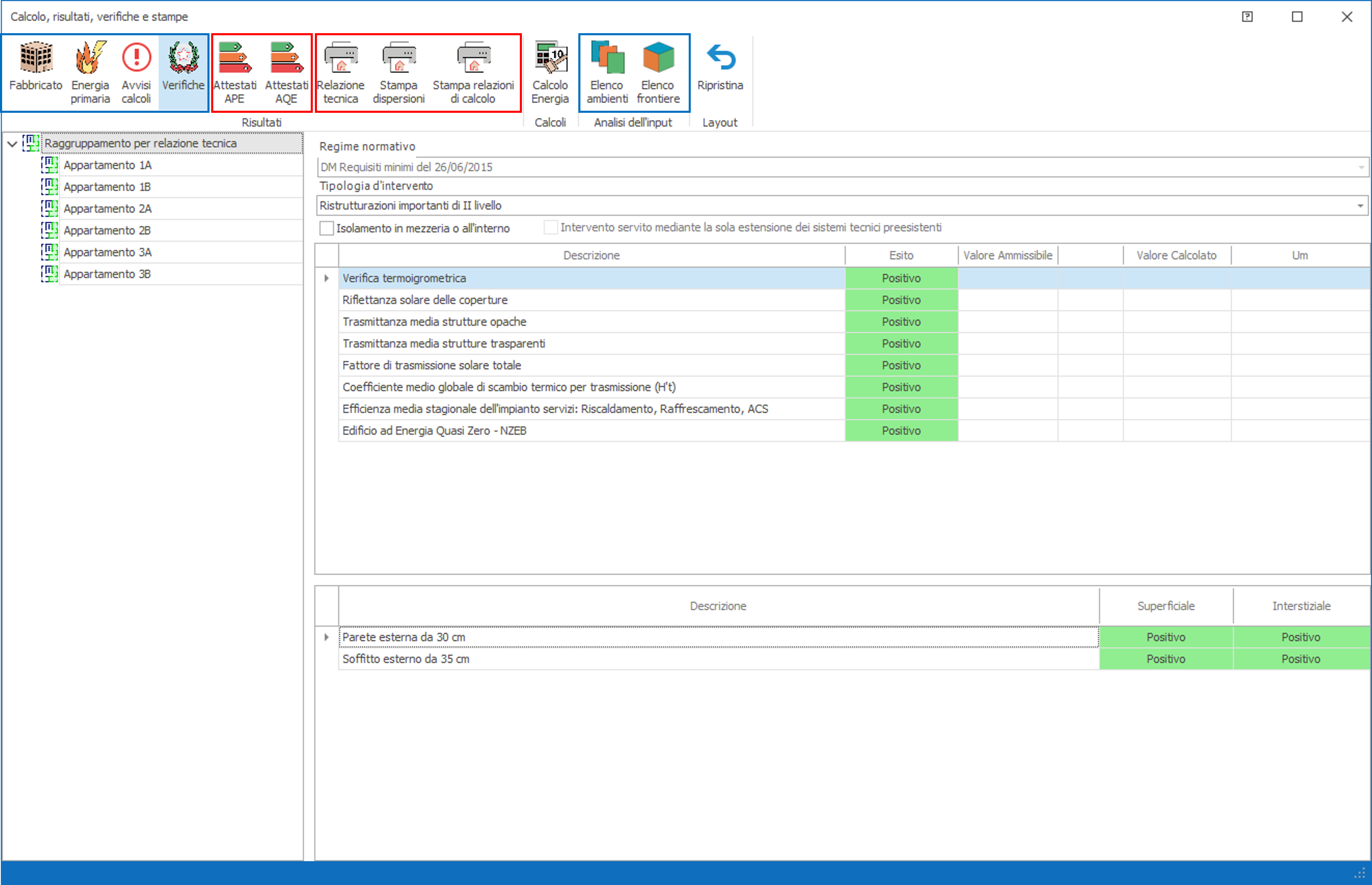 Esecuzione dei calcoli della prestazione energetica e verifiche di legge